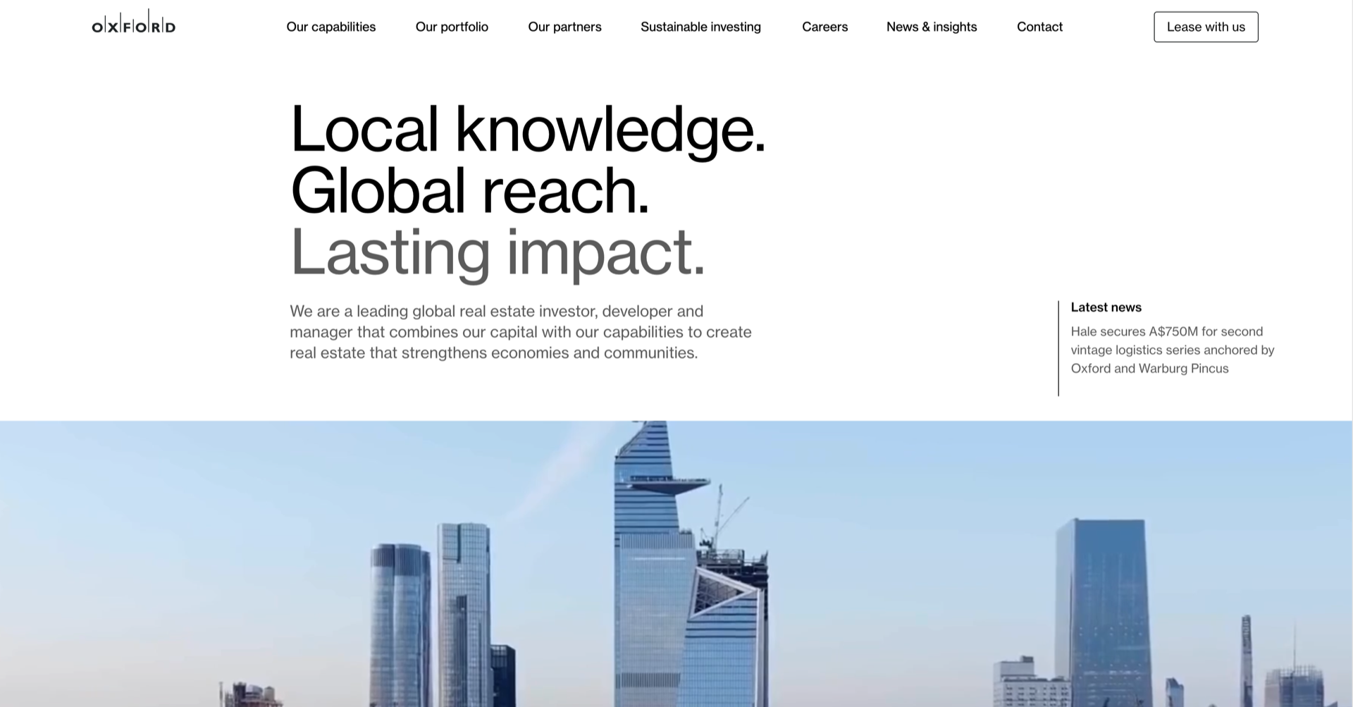 Oxford Properties Corporate Website Reskin